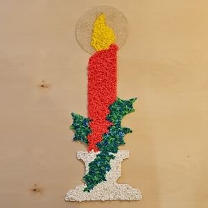 Vintage Popcorn Red Candle Christmas Wall Decor